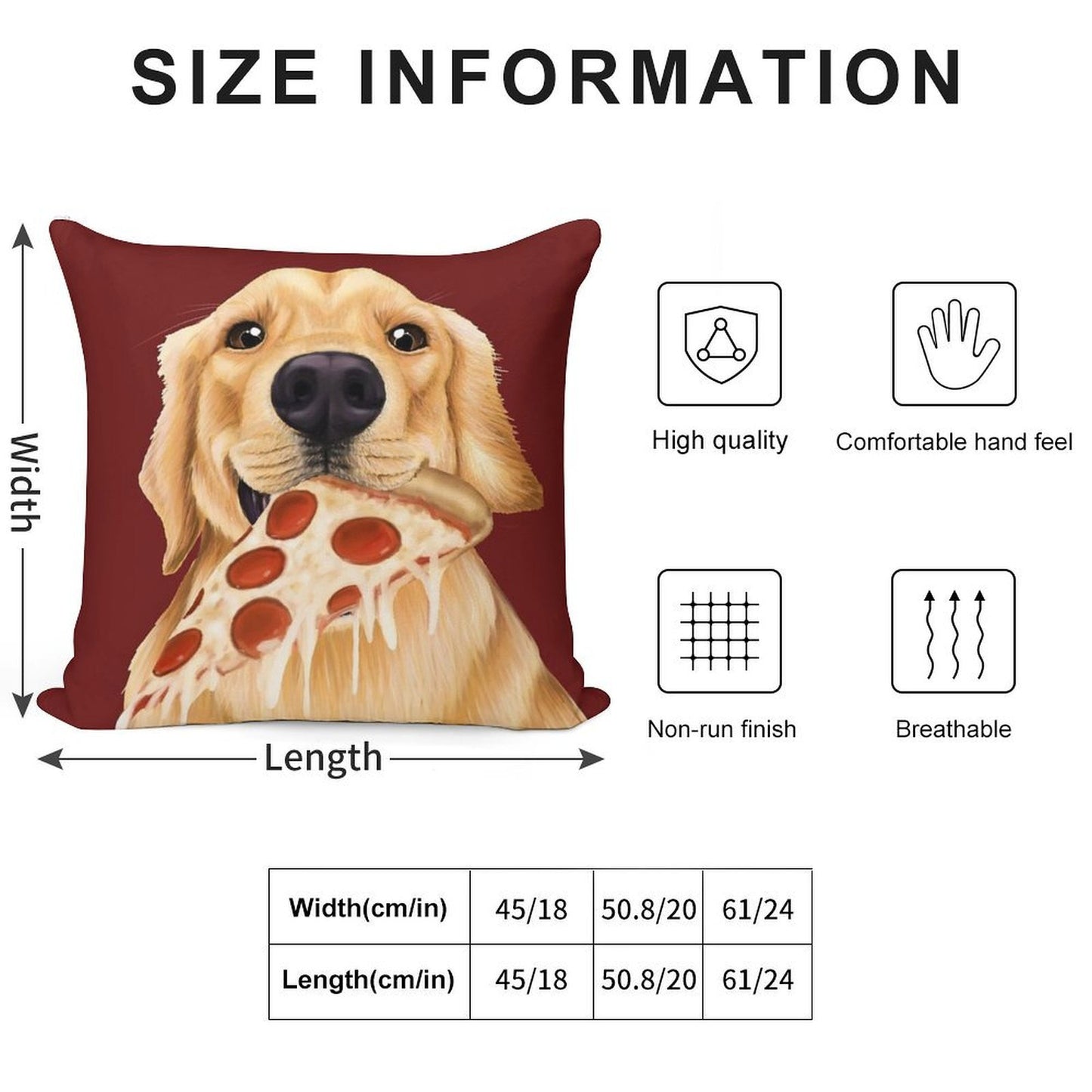 Golden Retriever Eating Pizza - Dog with A Slice of Pizza Soft Shrink-Resistant Throw Pillow