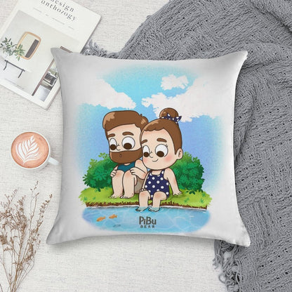 Summer Days - Pibubear Soft Ultra-Soft Texture Throw Pillow