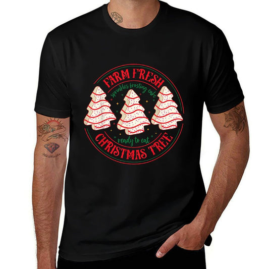 Farm Fresh Christmas Tree Funny Xmas Frosting Cake Debbie  Eco-friendly Material T-Shirt