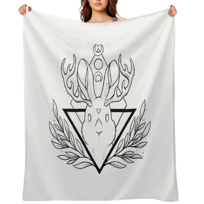 Lunar Rabbit  Jackalope  Nikury Easy Care Throw Blanket
