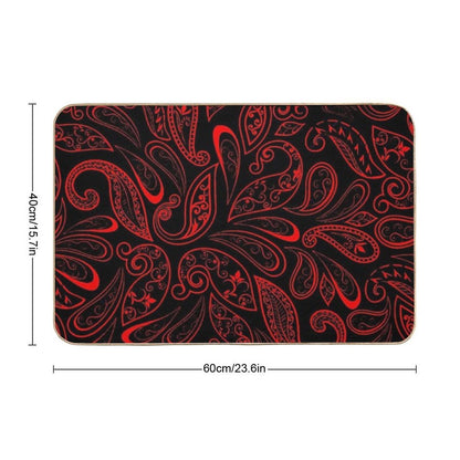 Color Red And Black RED BLACK PATTERN  Absorbent Bath Mat
