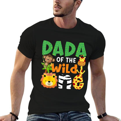 Dada of The Wild One Zoo Theme Bday Safari Jungle Animals  Wrinkle-resistant T-Shirt