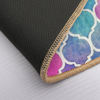 Rainbow Pastel Watercolor Moroccan Pattern  Long-Lasting Bath Mat