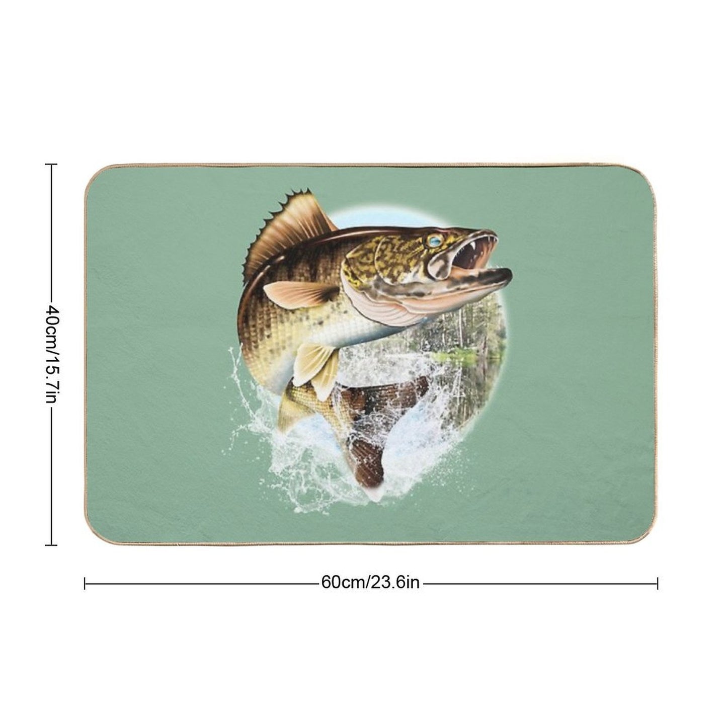 Mary Tracy - Jumping Walleye  Repositionable Bath Mat