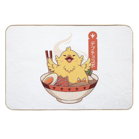 Grey Anime Fat Chocobo Ramen  Slip-Resistant Bath Mat
