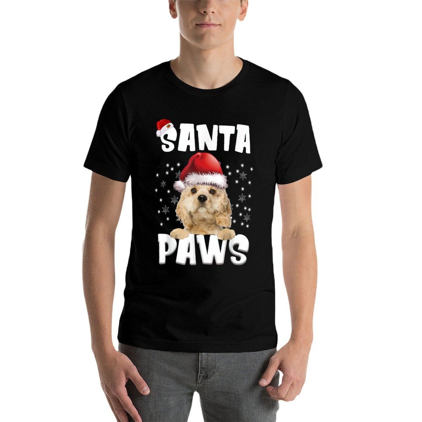 Funny American Cocker Spaniel Christmas Lights Tree Dog Men Women  Moisture-wicking T-Shirt