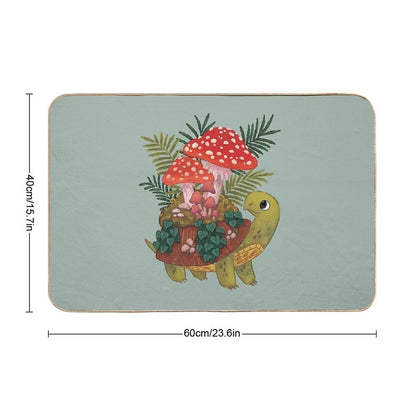 Mushroom Planty Turtle  Stain-Proof Bath Mat
