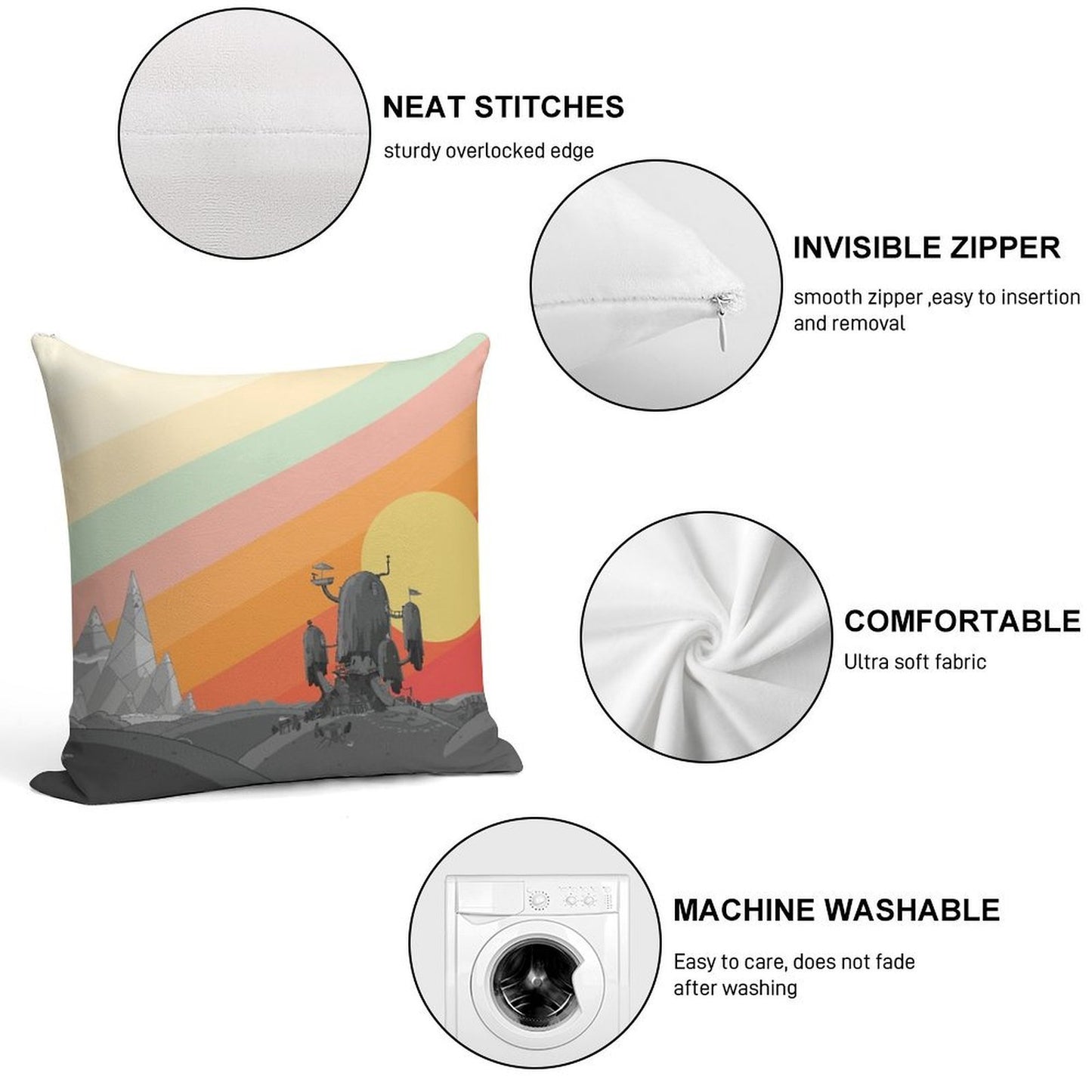 Land Of Ooo (Adventure Time) Soft Fade-Resistant Throw Pillow