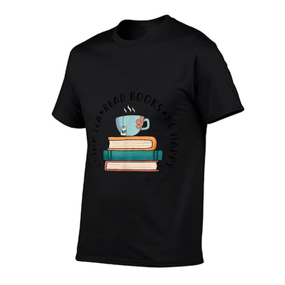 Drink Tea Read Books Be Happy Reading Book Worm  Trendy Pattern T-Shirt