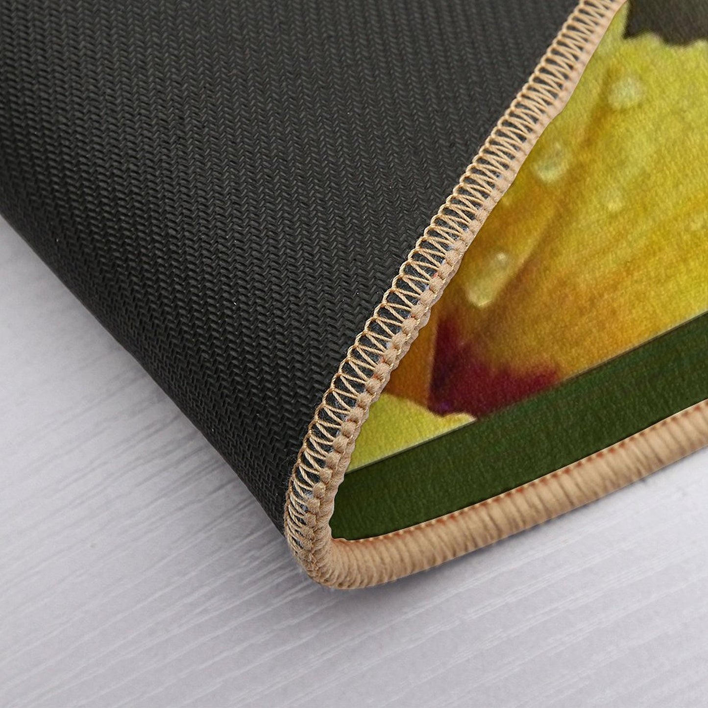 Bright Yellow Hibiscus Bloom in Sunlight  Repositionable Bath Mat