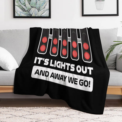 It's Lights Out And Away We Go! - Version 2 (White) Premium Throw Blanket