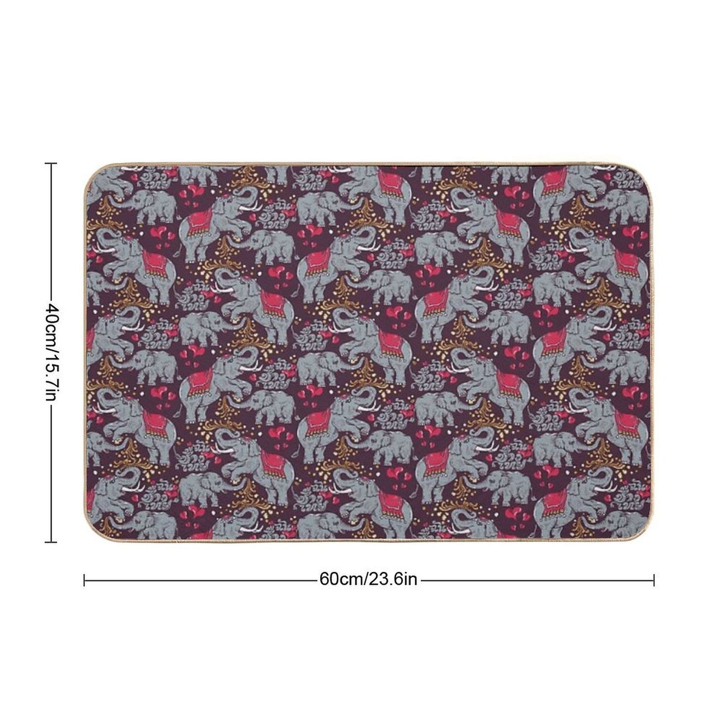 Thai Elephants Family  Odorless Bath Mat