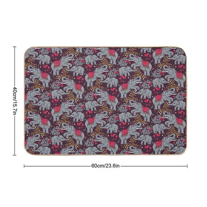 Thai Elephants Family  Odorless Bath Mat