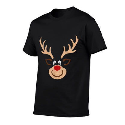 Reindeer Face Deer  Red Nose Brown Christmas  Tagless Design T-Shirt
