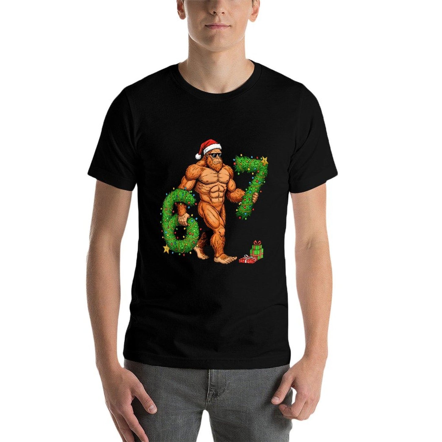 67 Christmas Sasquatch Funny Meme 67 Christmas Men Women Kid  Polyester Blend T-Shirt