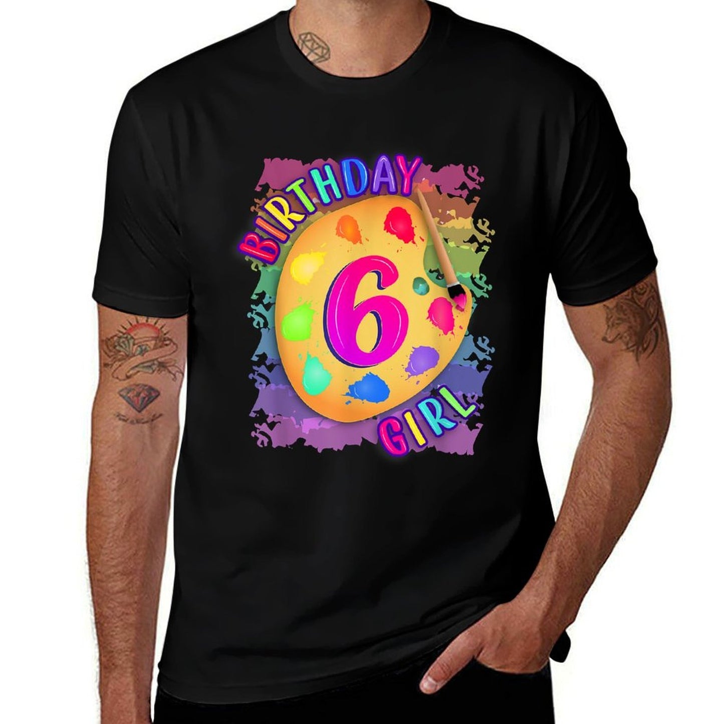 Birthday Girl 6 Year Old Art Painting Party 6th Birthday  Vintage-inspired T-Shirt