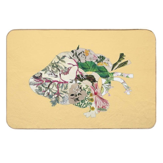 Vintage Botanical Heart - Sunshine  Pet-Safe Bath Mat