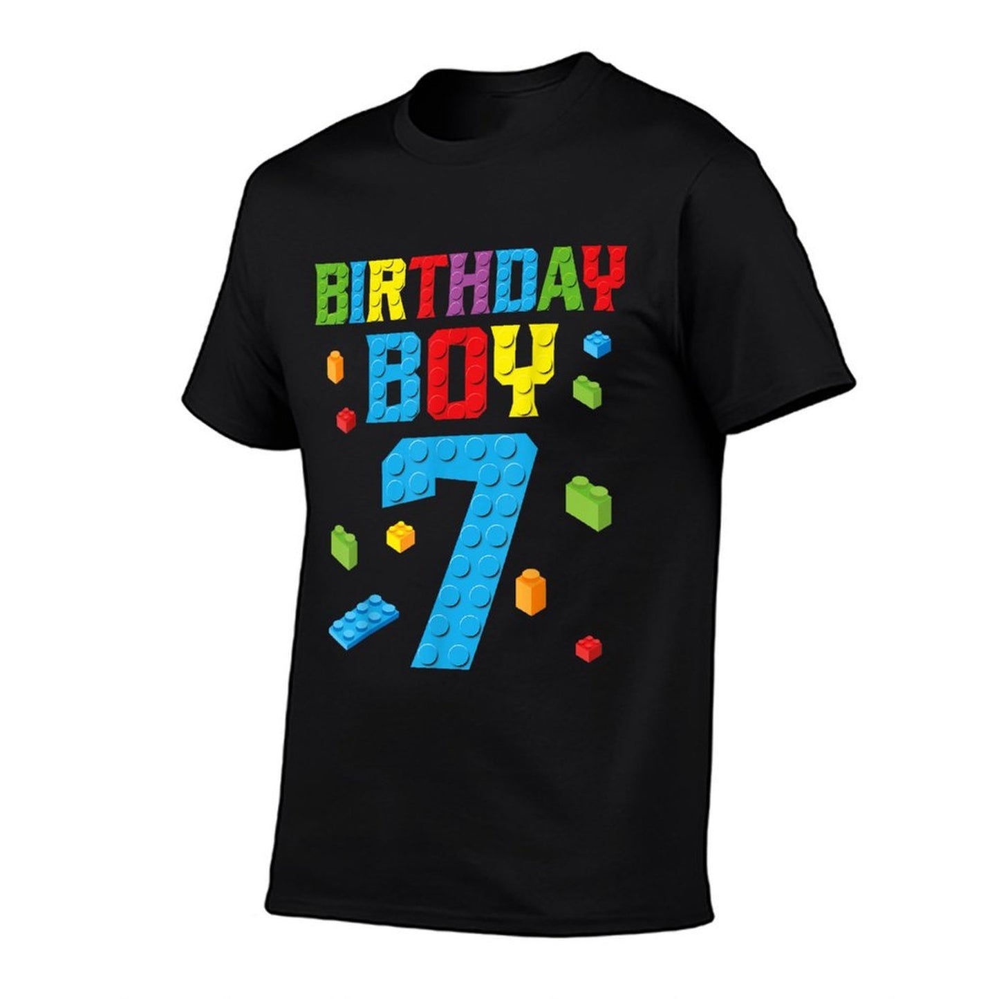 Master Builder 7th Birthday Boy 7 Seven Year Building Bricks  Trendy Pattern T-Shirt