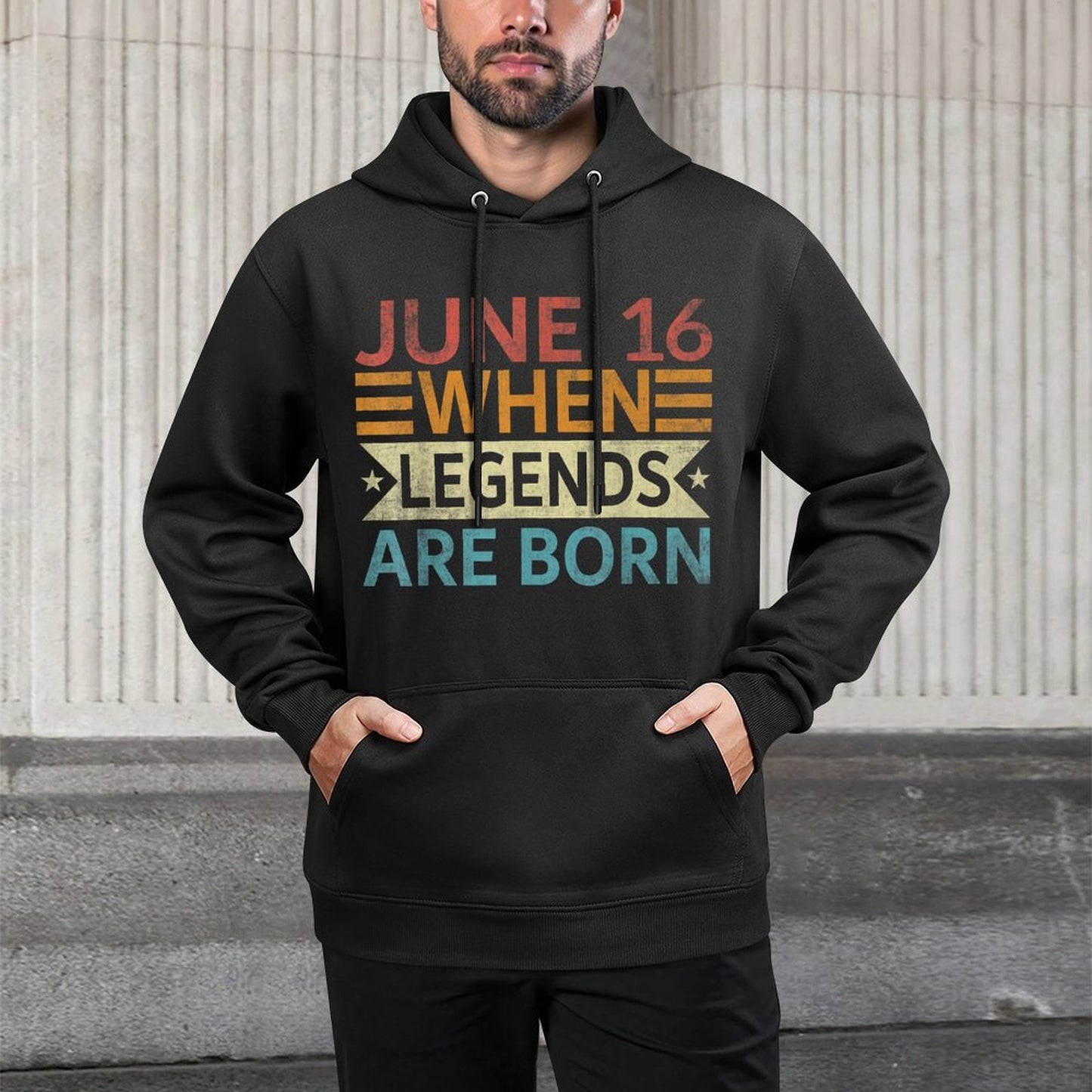 June 16 When Legends Are Born Happy Birthday Distressed Colorfast Hoodie