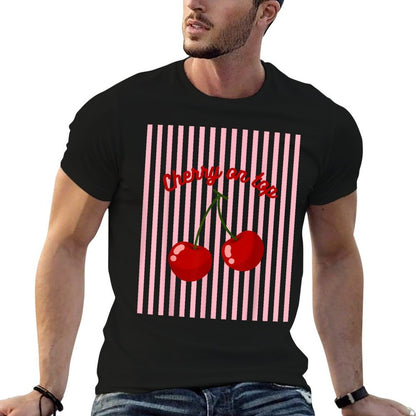Cherry on Top Cherry Pink Striped Cherry Girl Aesthetic  Vintage-inspired T-Shirt