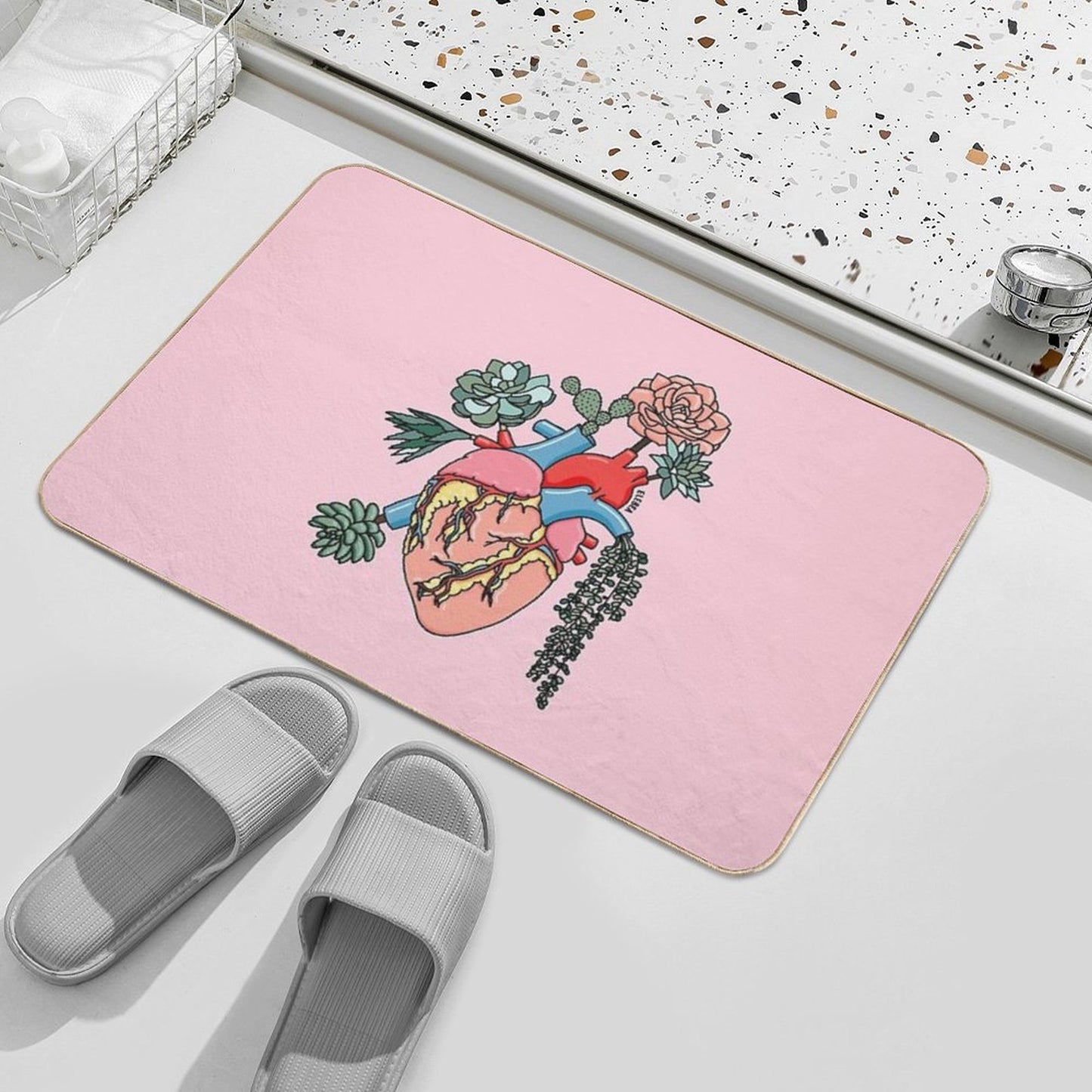 Succulent Heart by Sasa Elebea  Eco-Friendly Bath Mat