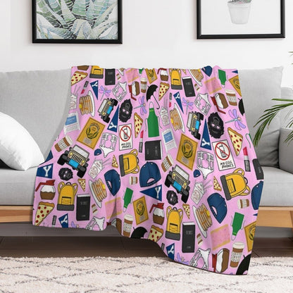 Ultimate Fan Pattern Icons All Over Print Pink Pack Sustainable Throw Blanket