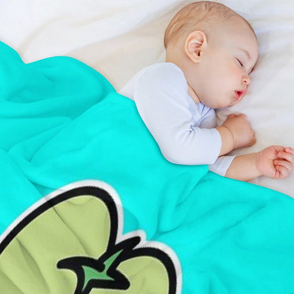 Kawaii Green Tomato Mascot No. 4 Travel-friendly Throw Blanket