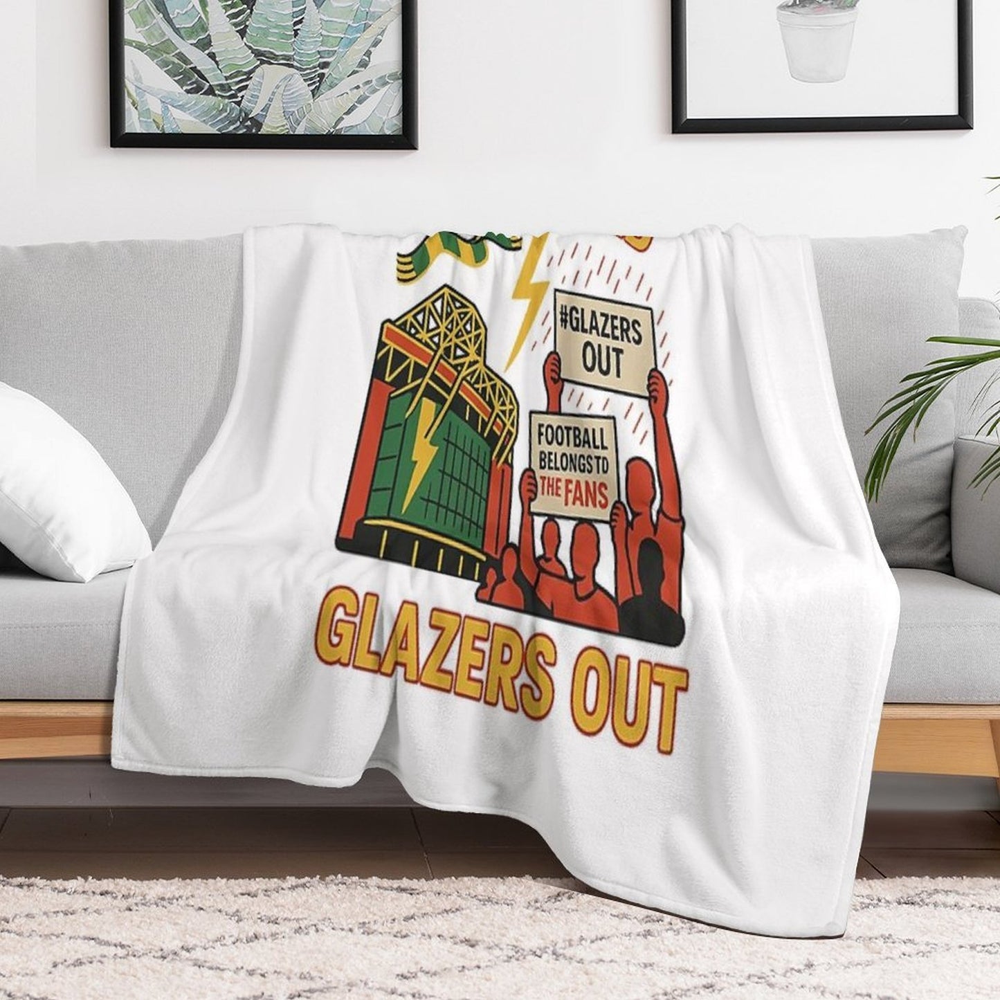 Glazers Out Protest Manchester United Fan Art Design Easy Care Throw Blanket