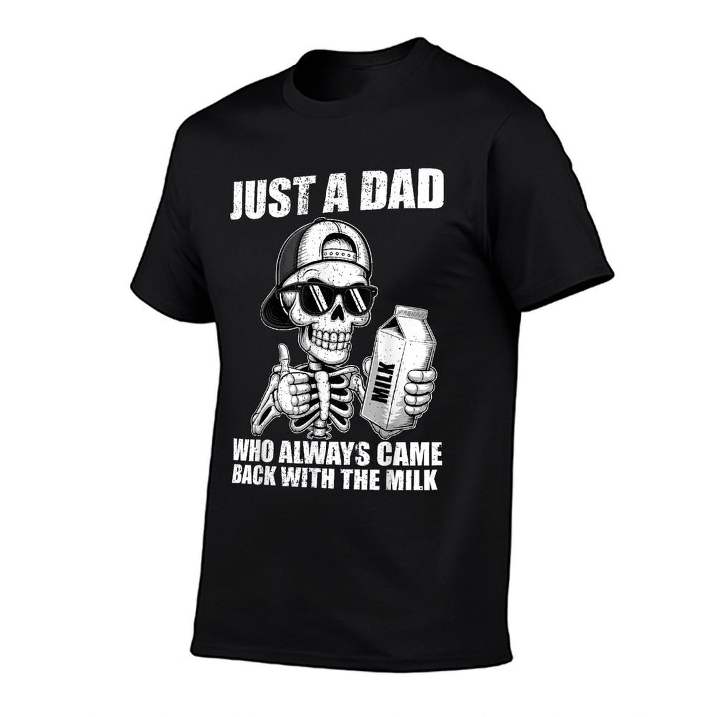 Just A Dad Who Always Came Back With The Milk Fathers Day  Ribbed Collar T-Shirt