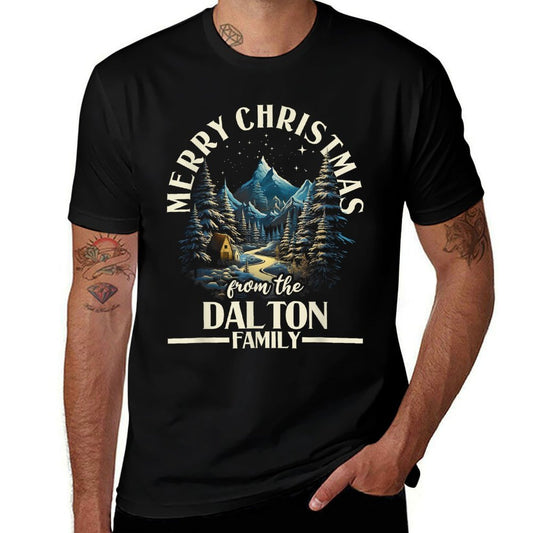 Dalton Family Christmas Party Costume Group Matching Xmas  Rolled Sleeves T-Shirt
