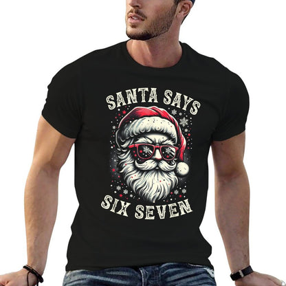 6-7 Meme Christmas Santa Six Seven Brain Rot Funny 67 Xmas  Eco-friendly Material T-Shirt