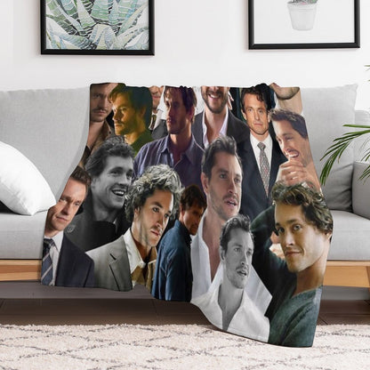 Hugh Dancy Photo Collage Velvety-soft Throw Blanket