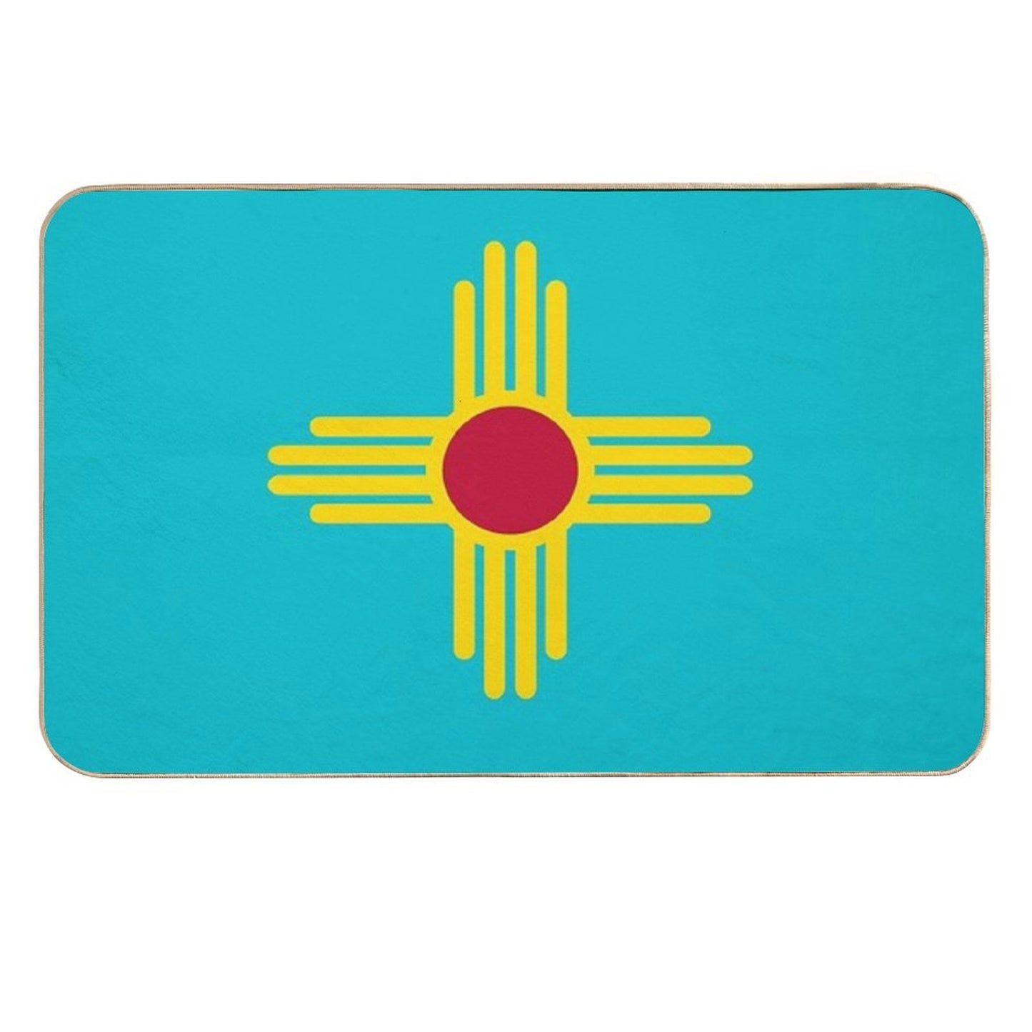 New Mexico Flag in Turquoise  Easy To Clean Bath Mat
