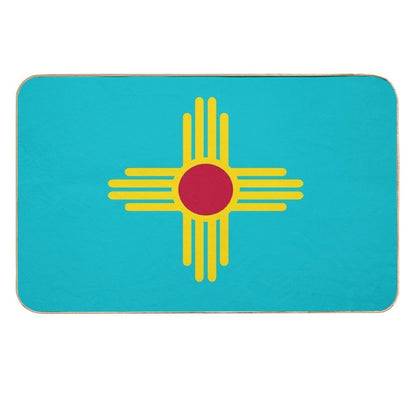 New Mexico Flag in Turquoise  Easy To Clean Bath Mat