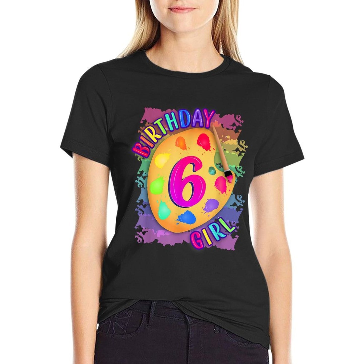 Birthday Girl 6 Year Old Art Painting Party 6th Birthday  Vintage-inspired T-Shirt