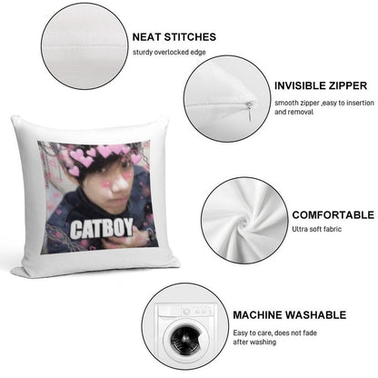 Catboy Quackity Soft Decorative Cover Throw Pillow