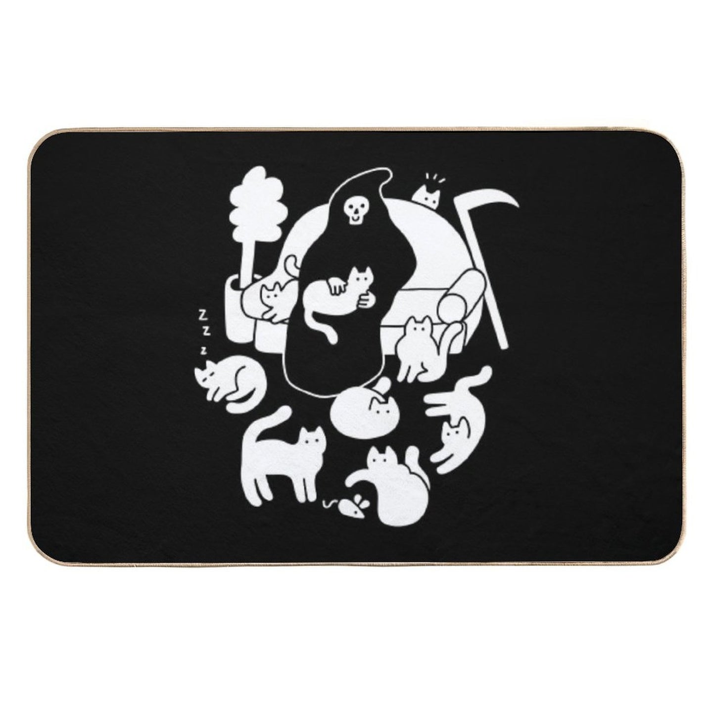 Death And His Cats  Fade-Resistant Bath Mat