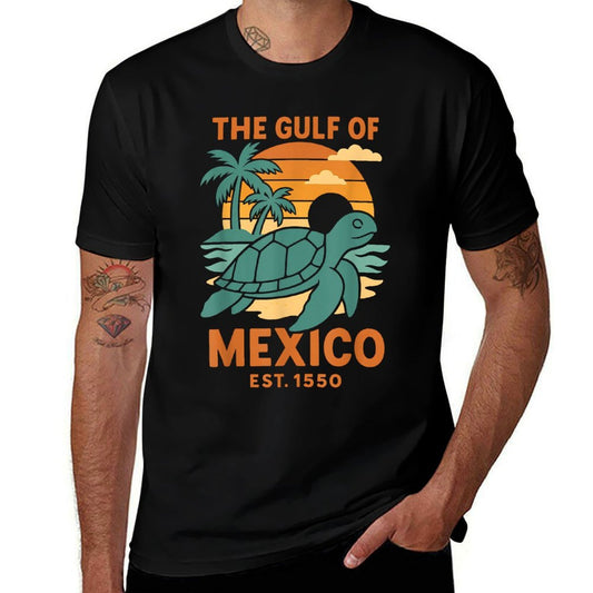 The Gulf of Mexico Est 1550 Turtle Not US America Retro Vint  Oversized Silhouette T-Shirt
