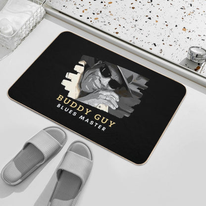 Buddy Guy Blues Master  Gold And White Text with Graphic  Repositionable Bath Mat
