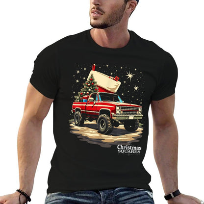 Christmas Squares Squarebody K10 Truck Holiday Night Scene  Affordable Price T-Shirt