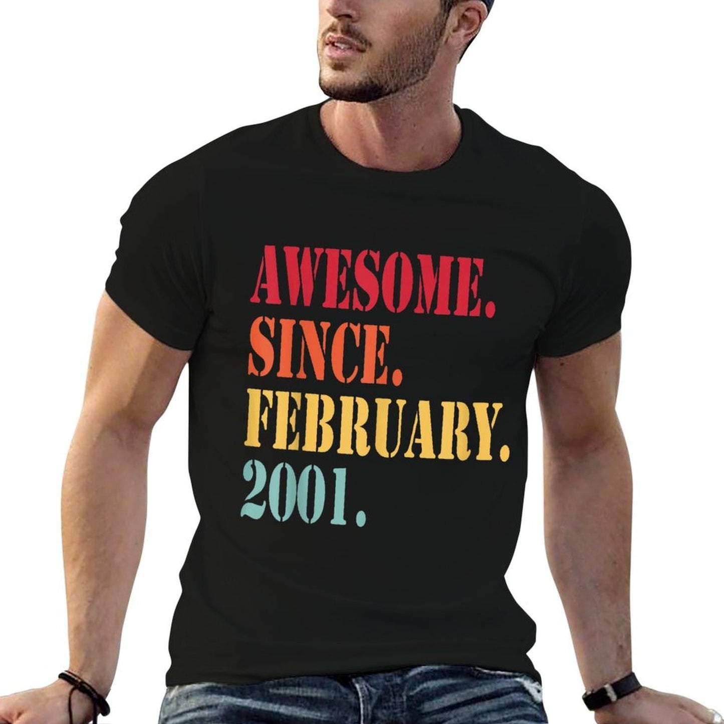 Awesome Since February 2001 For 21 Year Old - 21st Birthday  High-quality Stitching T-Shirt