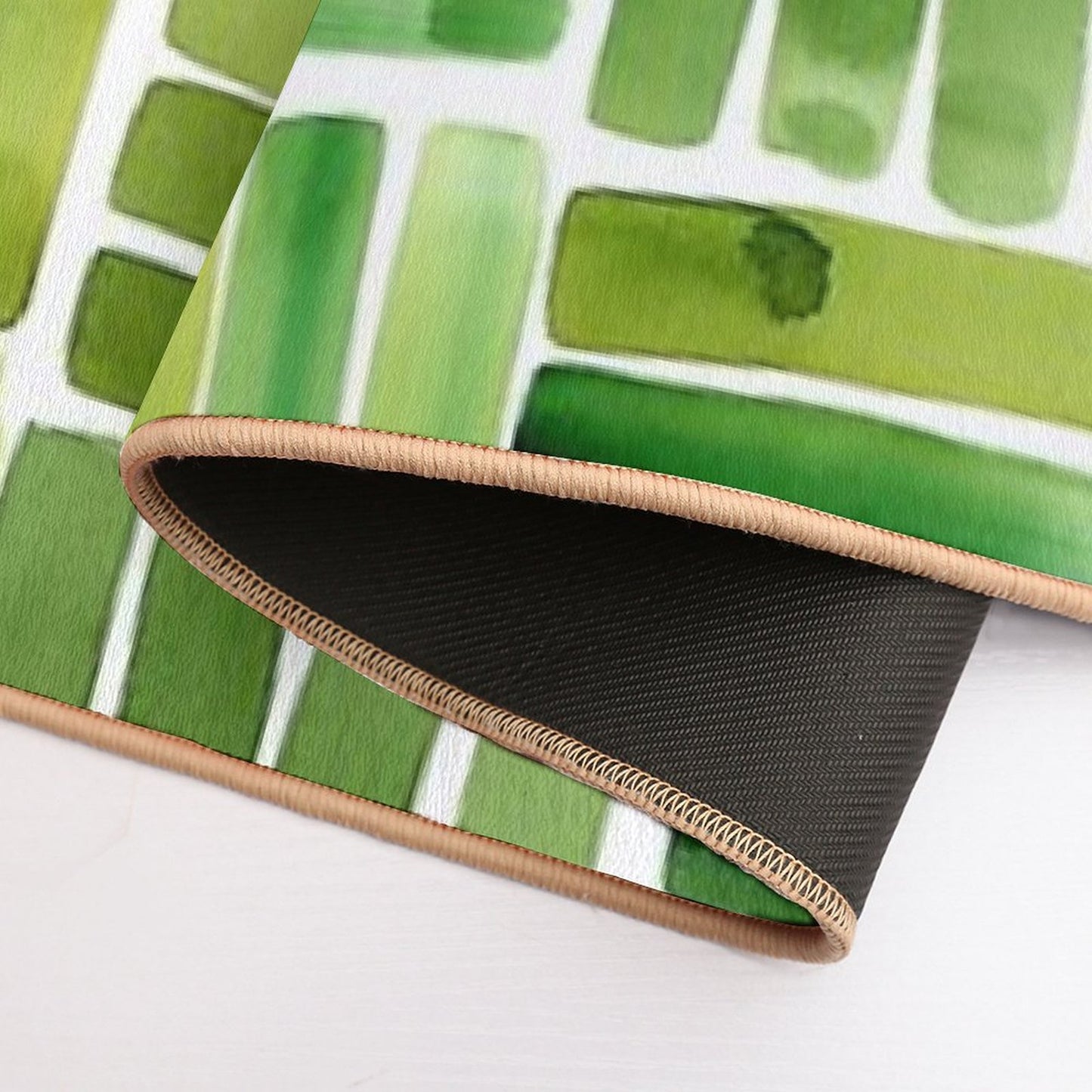 Geometric Pattern Green Minimalist Abstract Design  Stain-Proof Bath Mat