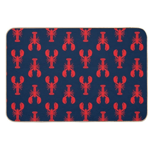Lobsters - Red on Navy  Dirt-Trapping Bath Mat