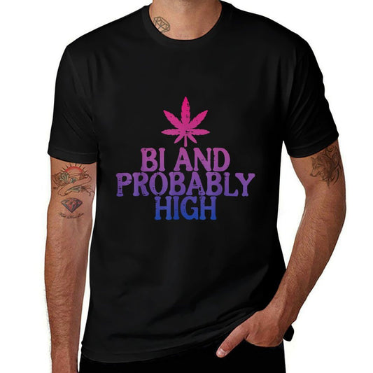 Bi And Probably High Bisexual Pride LGBT Weed Men Women  Lightweight T-Shirt