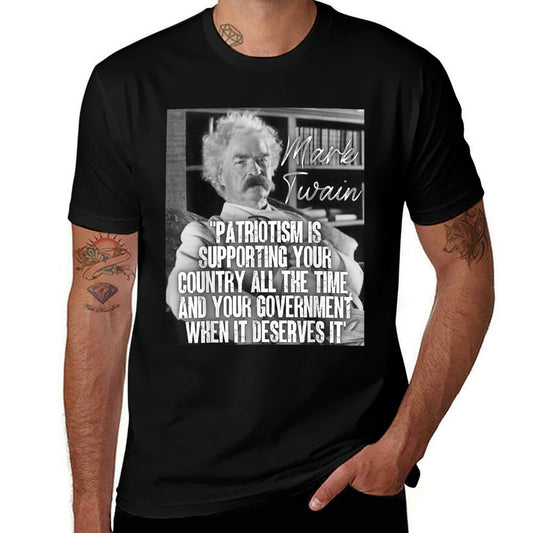 Mark Twain Quote Patriotism Supporting Country Government  Soft T-Shirt
