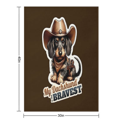 Wire-haired Dachshund Cowboy Puppy Wrinkle-free Throw Blanket
