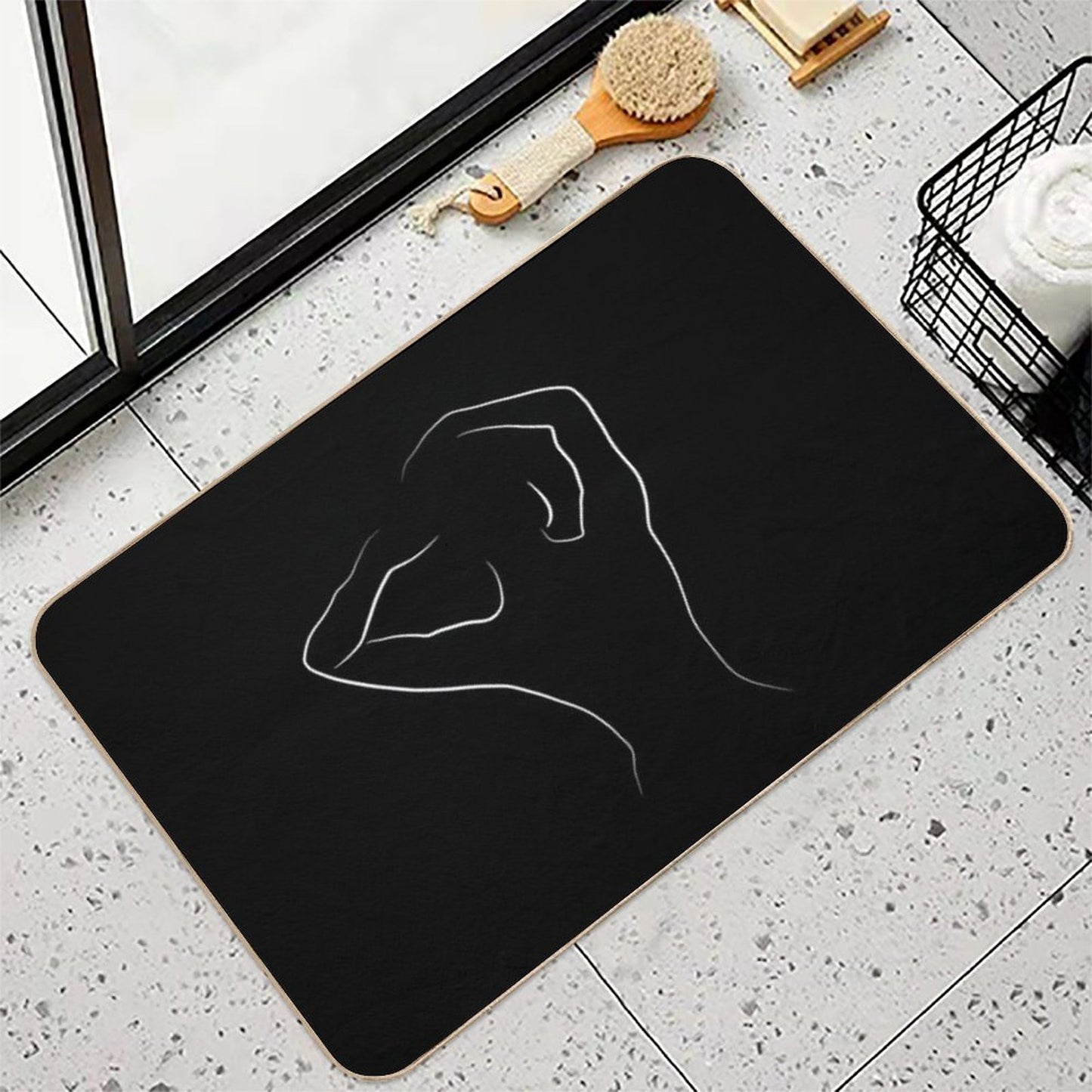 Woman Body Outline Drawing - Miss Mina  Slip-Resistant Bath Mat