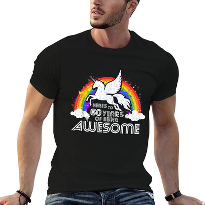 60 Years Of Being Awesome Unicorn Rainbow 60th Birthday  Quick-drying T-Shirt