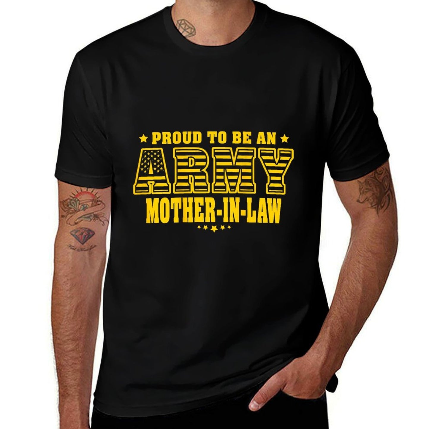Proud To Be An Army Mother-In-Law - US Military Family  Fade-proof Color T-Shirt