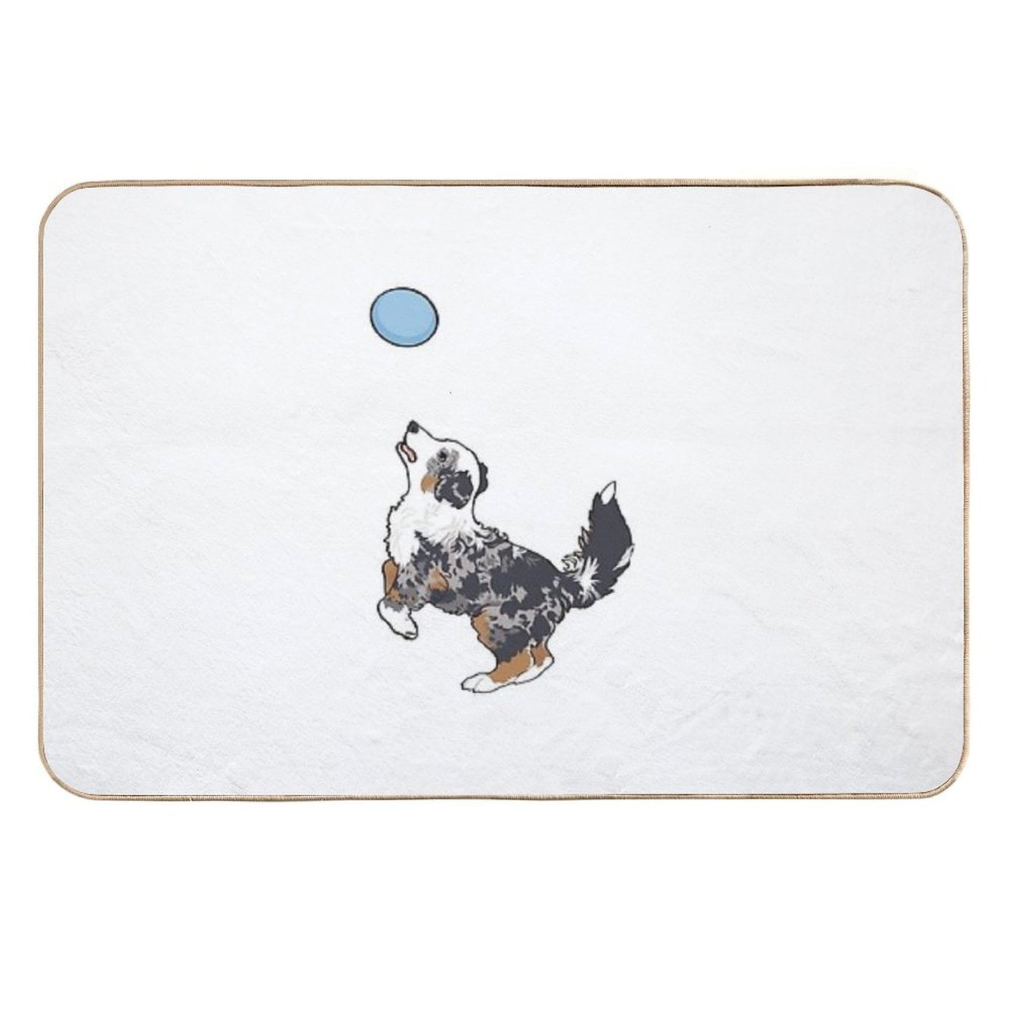 Blue Merle Aussie Dog Playing Frisbee  Blue Merle Australian Shepherd  Rapid-Drying Bath Mat